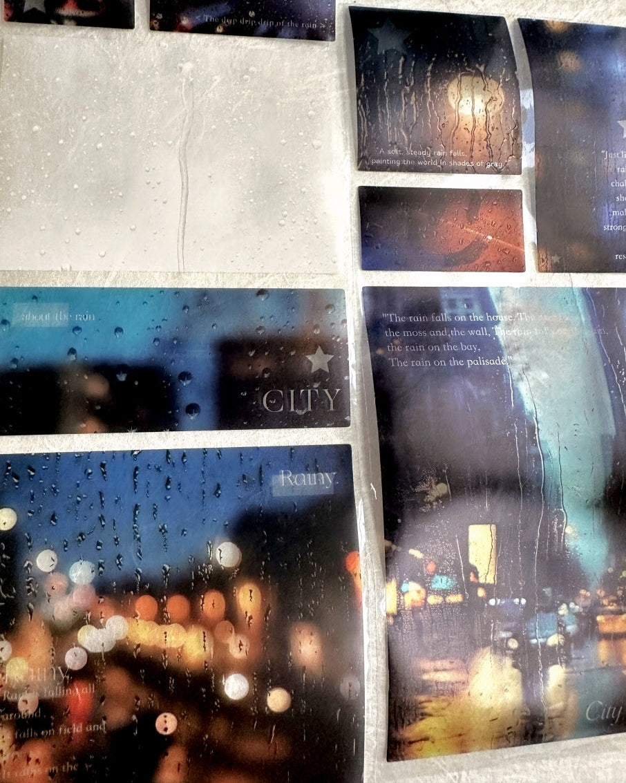 Muguang - Traces of Rain die-cut PET sticker tapes (7 cm wide) SAMPLES