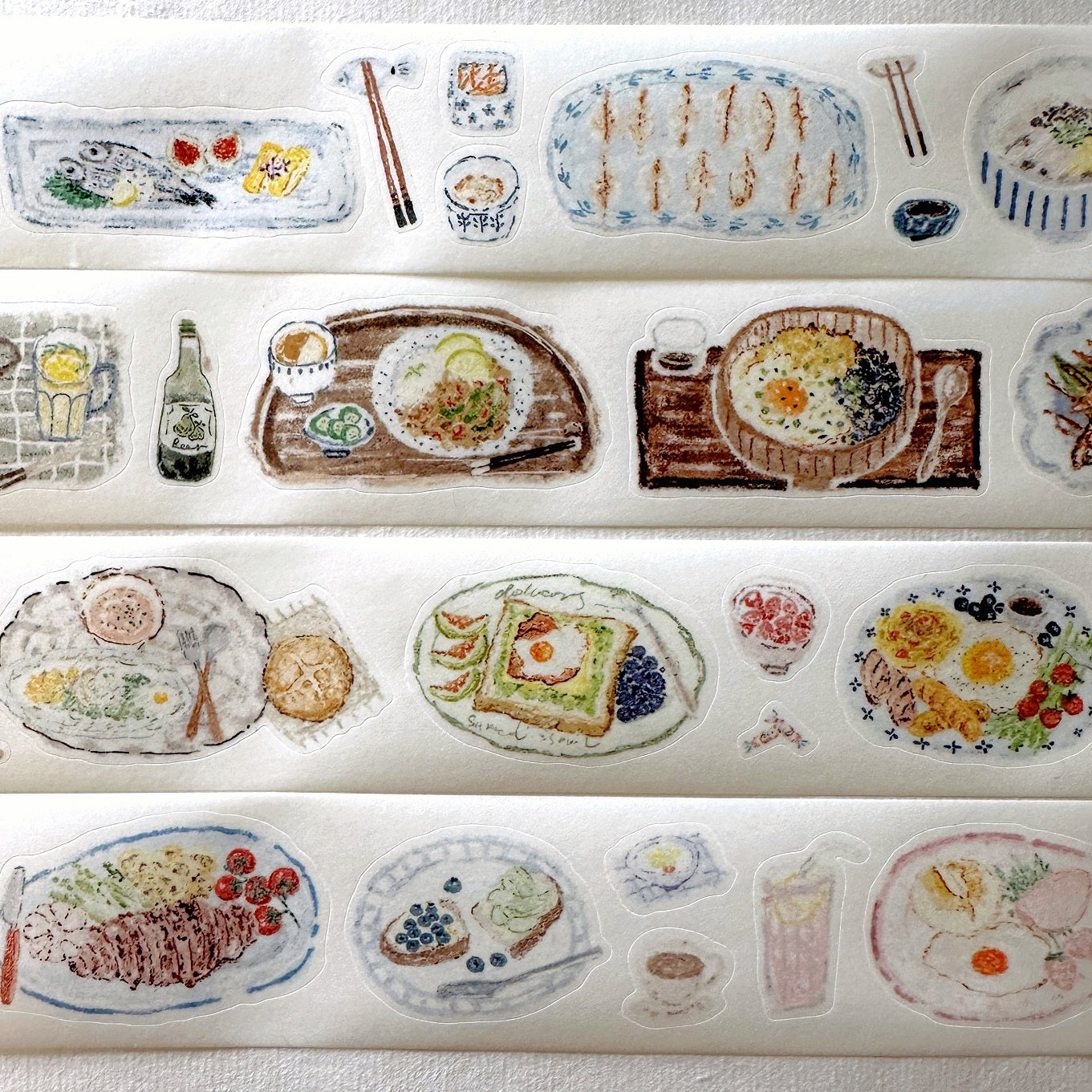 MuZiShan Studio - Meals kiss-cut washi & PET tape SAMPLES