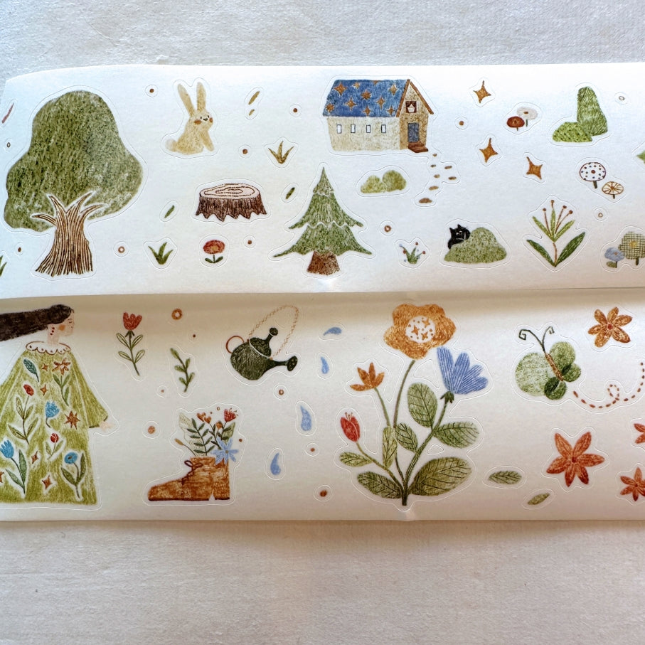 MuZiShan Studio - Fairy Tale of the Forest kiss-cut washi tape (4.5 cm x 120 cm) SAMPLES
