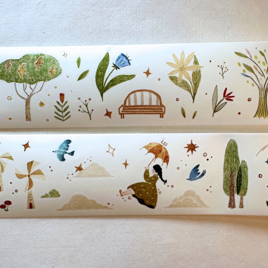 MuZiShan Studio - Fairy Tale of the Forest kiss-cut washi tape (4.5 cm x 120 cm) SAMPLES