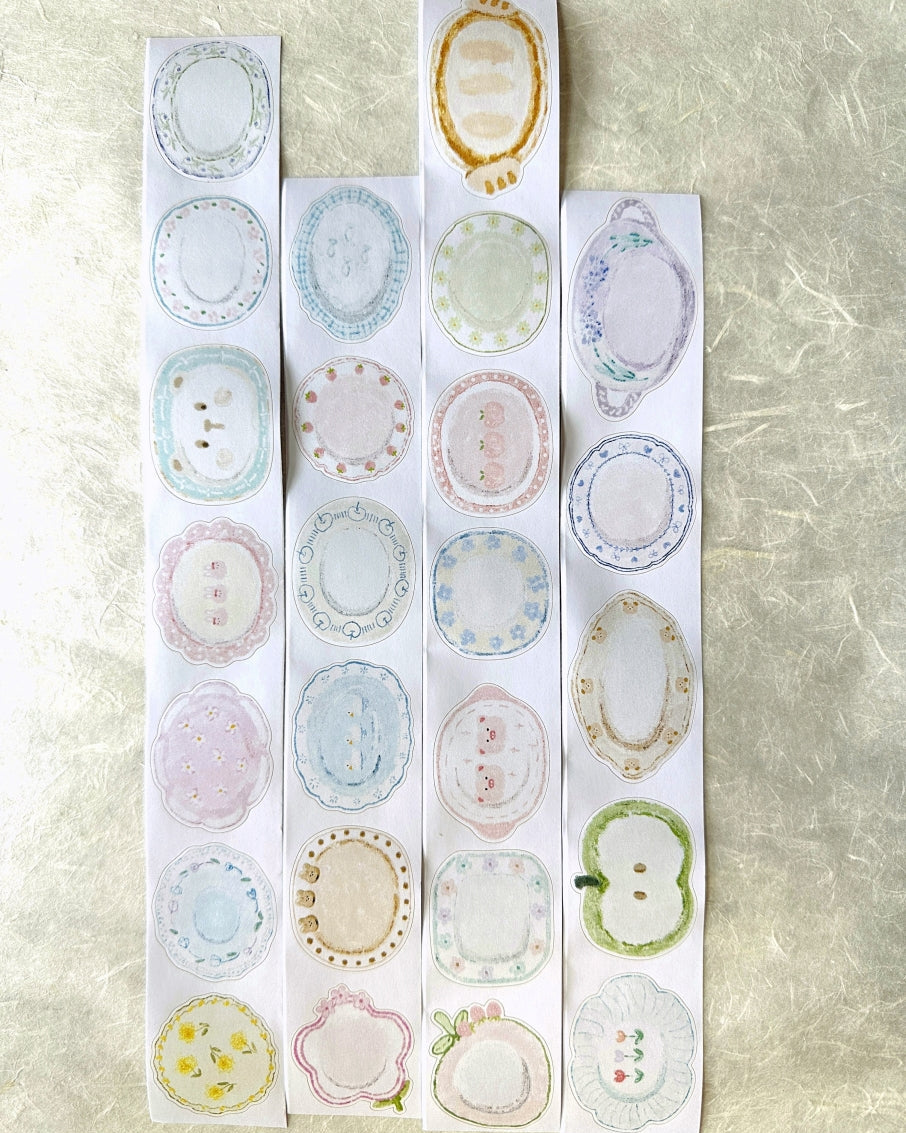 MuziShan Studio - Amusing Plates kiss-cut writable paper tape SAMPLES