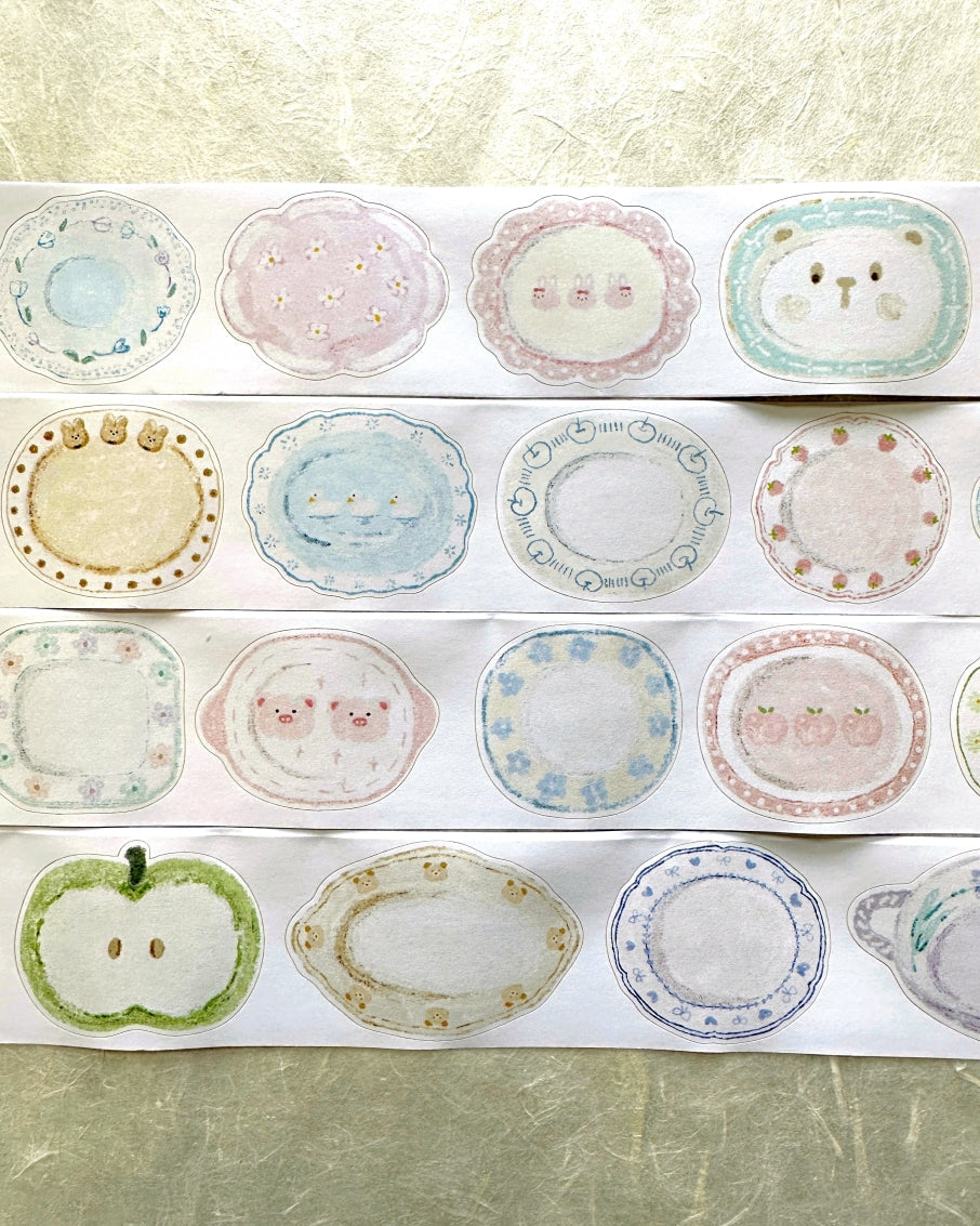 MuziShan Studio - Amusing Plates kiss-cut writable paper tape SAMPLES