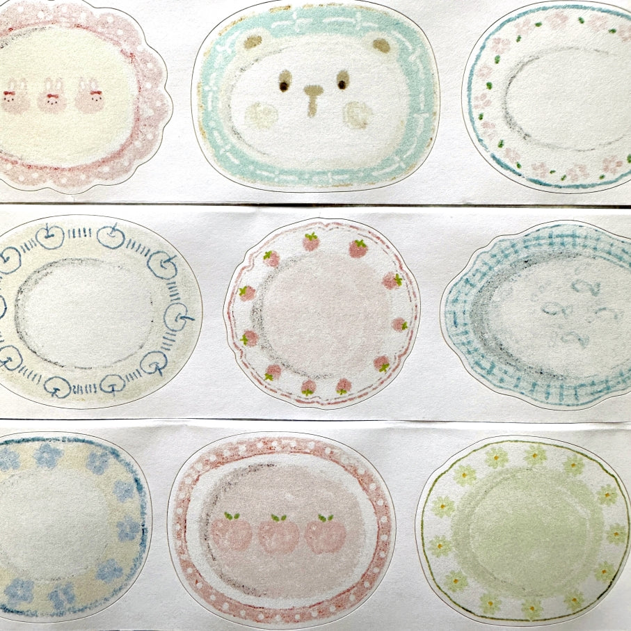 MuziShan Studio - Amusing Plates kiss-cut writable paper tape SAMPLES