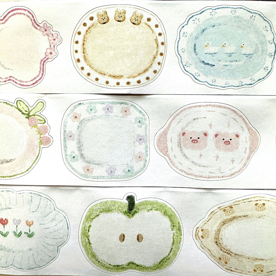 MuziShan Studio - Amusing Plates kiss-cut writable paper tape SAMPLES