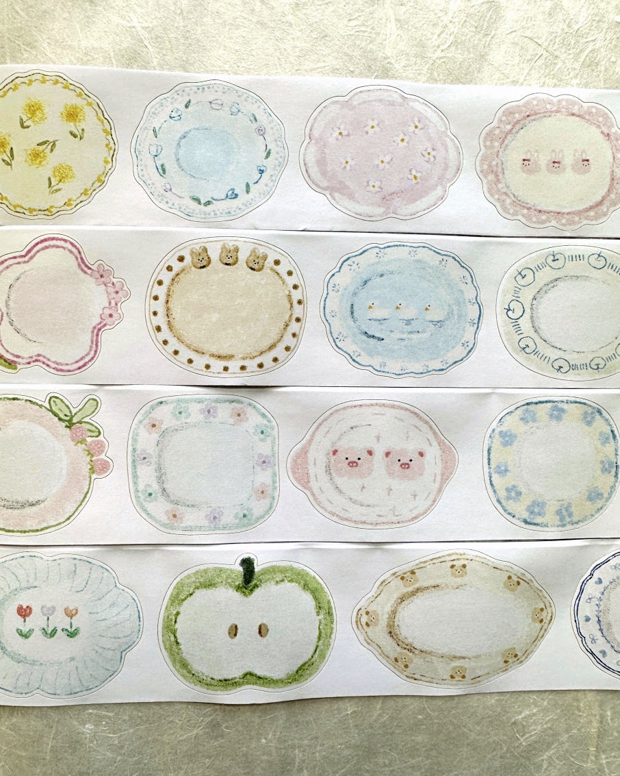 MuziShan Studio - Amusing Plates kiss-cut writable paper tape SAMPLES
