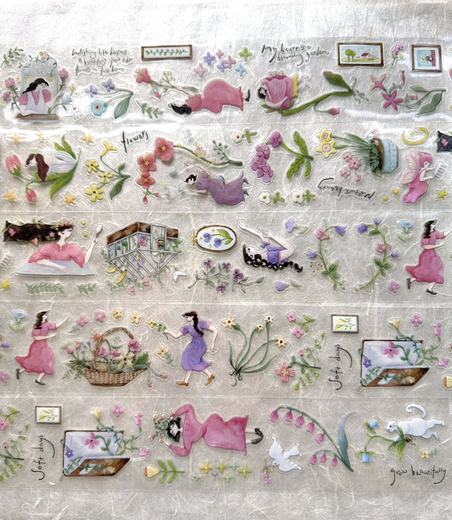 MuziShan Studio - My Heart Is a Blooming Garden kiss-cut PET tape (5 cm x 113 cm) SAMPLES