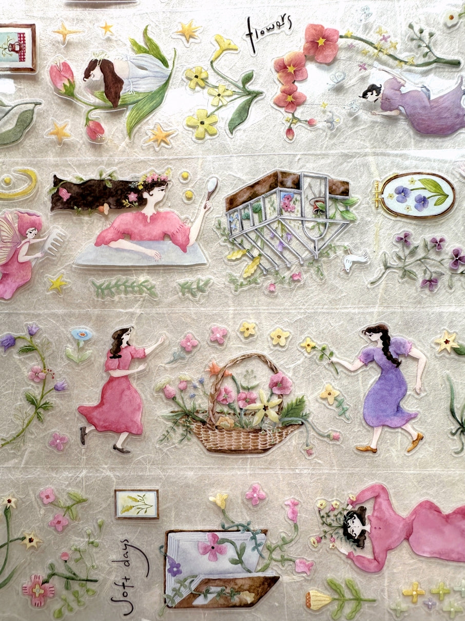 MuziShan Studio - My Heart Is a Blooming Garden kiss-cut PET tape (5 cm x 113 cm) SAMPLES