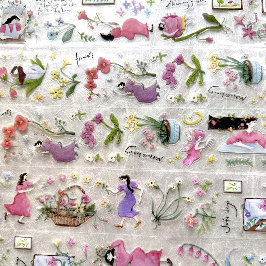 MuziShan Studio - My Heart Is a Blooming Garden kiss-cut PET tape (5 cm x 113 cm) SAMPLES