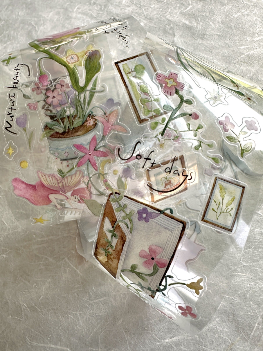 MuziShan Studio - My Heart Is a Blooming Garden kiss-cut PET tape (5 cm x 113 cm) SAMPLES