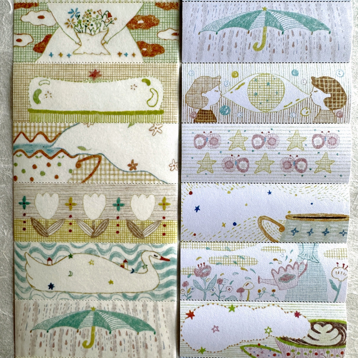 MuziShan Studio - Verdant Whimsy perforated washi & writable paper tape SAMPLES