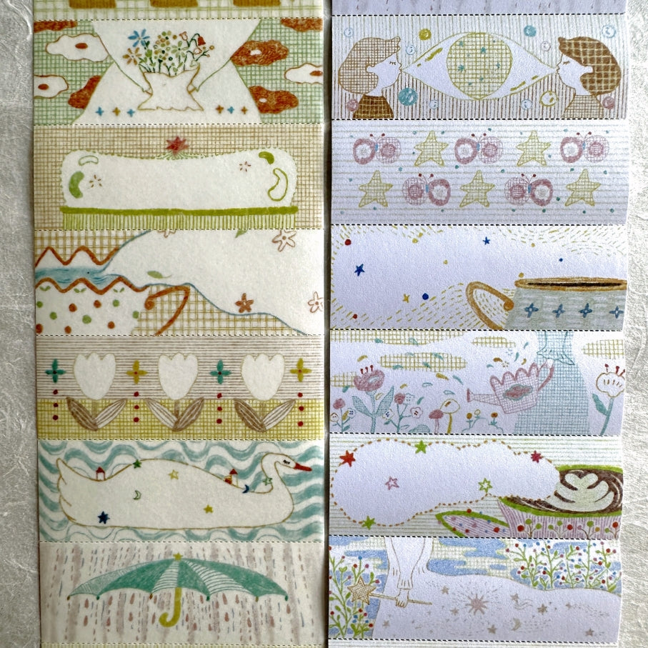 MuziShan Studio - Verdant Whimsy perforated washi & writable paper tape SAMPLES