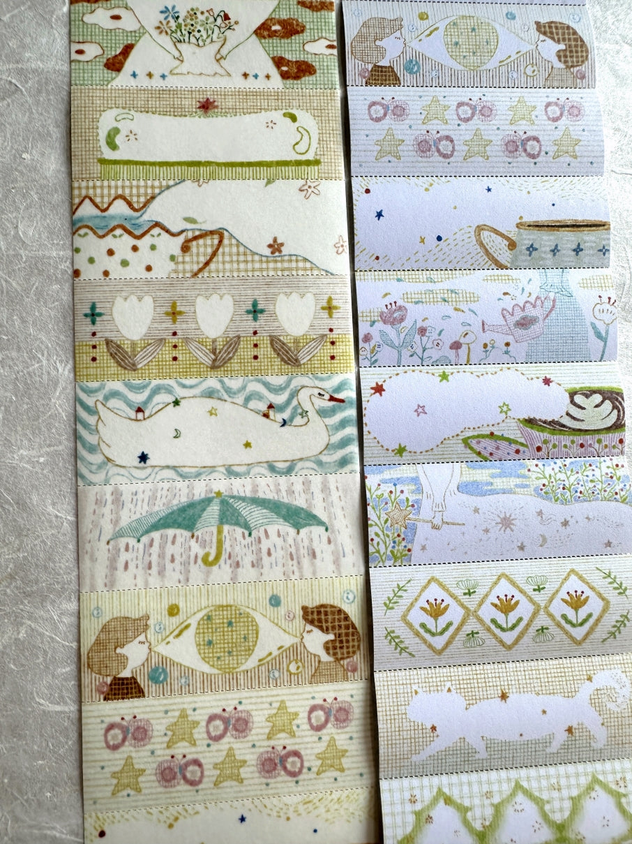 MuziShan Studio - Verdant Whimsy perforated washi & writable paper tape SAMPLES
