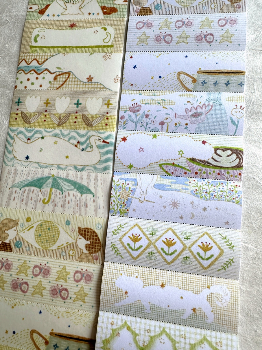 MuziShan Studio - Verdant Whimsy perforated washi & writable paper tape SAMPLES