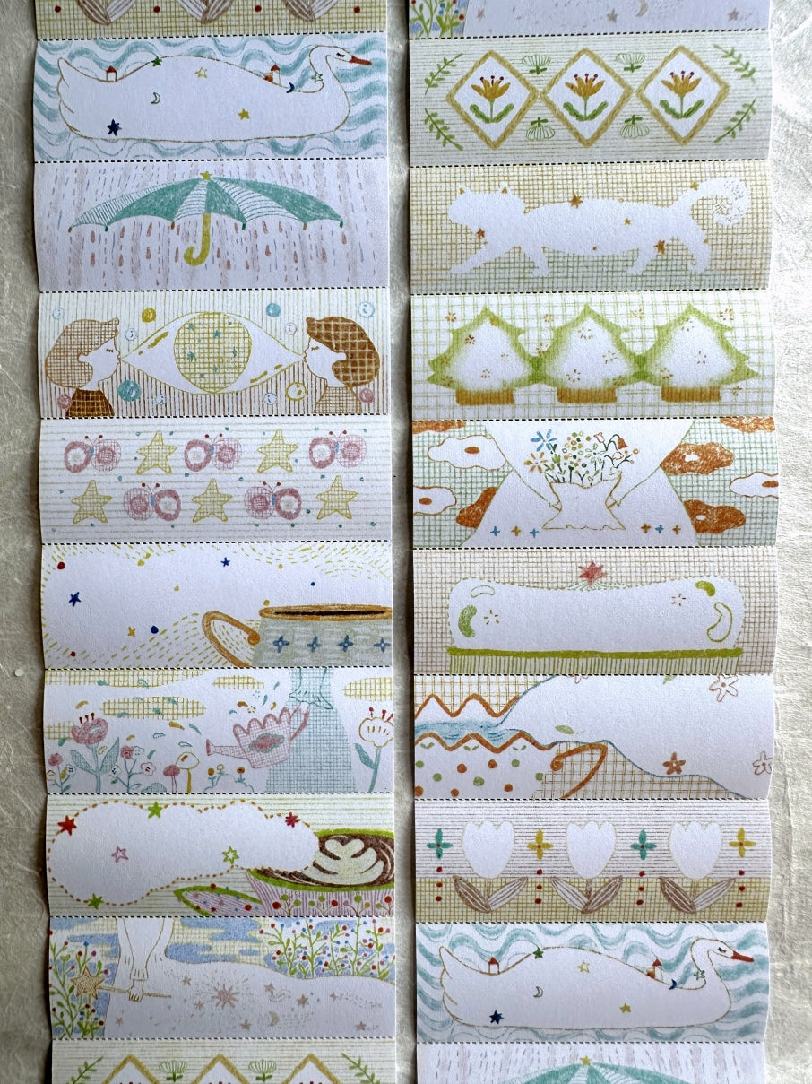MuziShan Studio - Verdant Whimsy perforated washi & writable paper tape SAMPLES