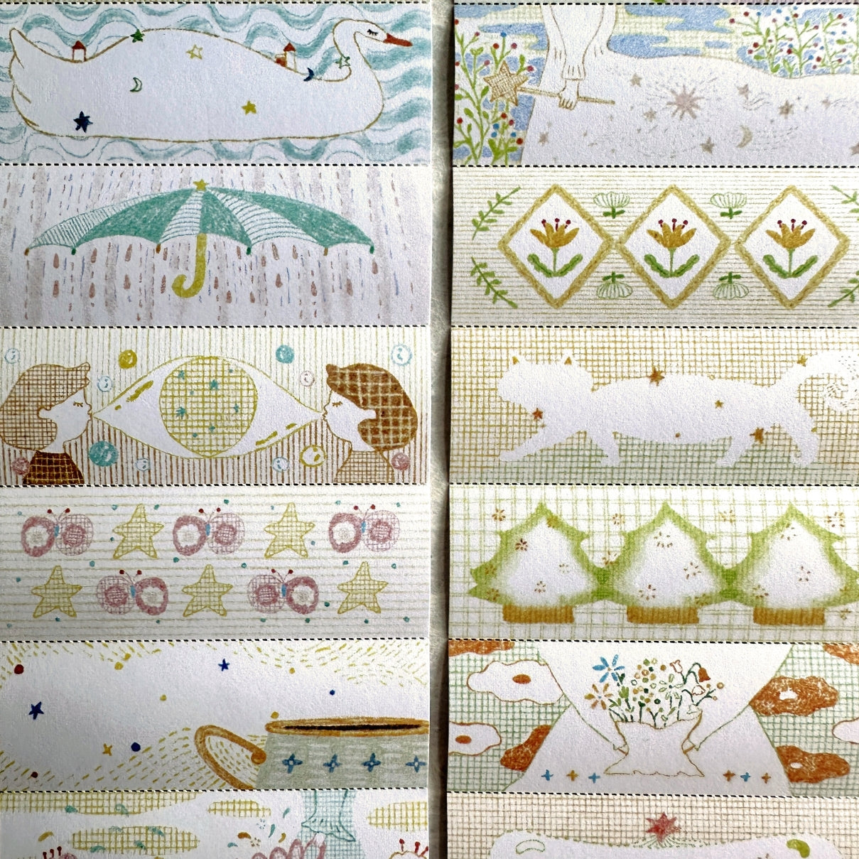 MuziShan Studio - Verdant Whimsy perforated washi & writable paper tape SAMPLES