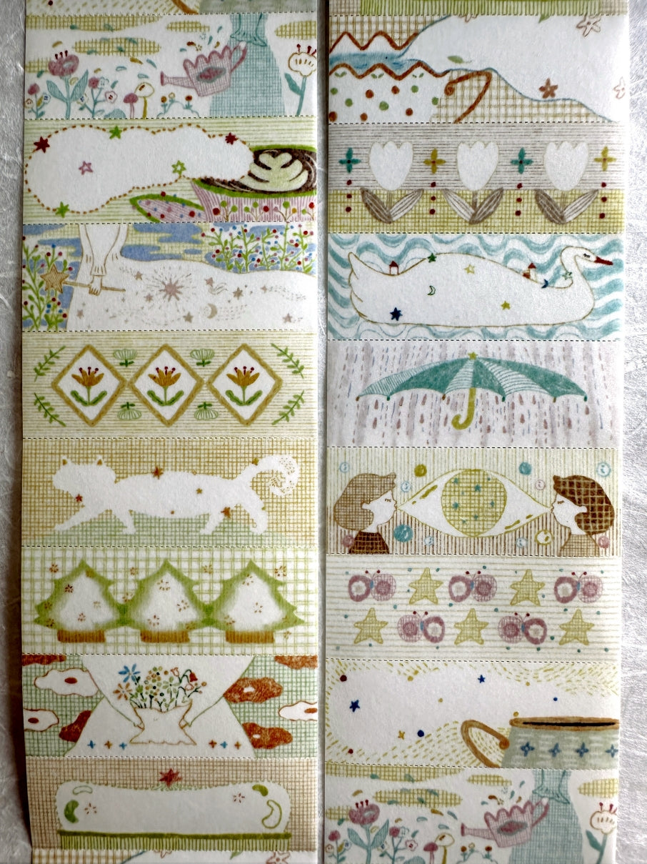 MuziShan Studio - Verdant Whimsy perforated washi & writable paper tape SAMPLES