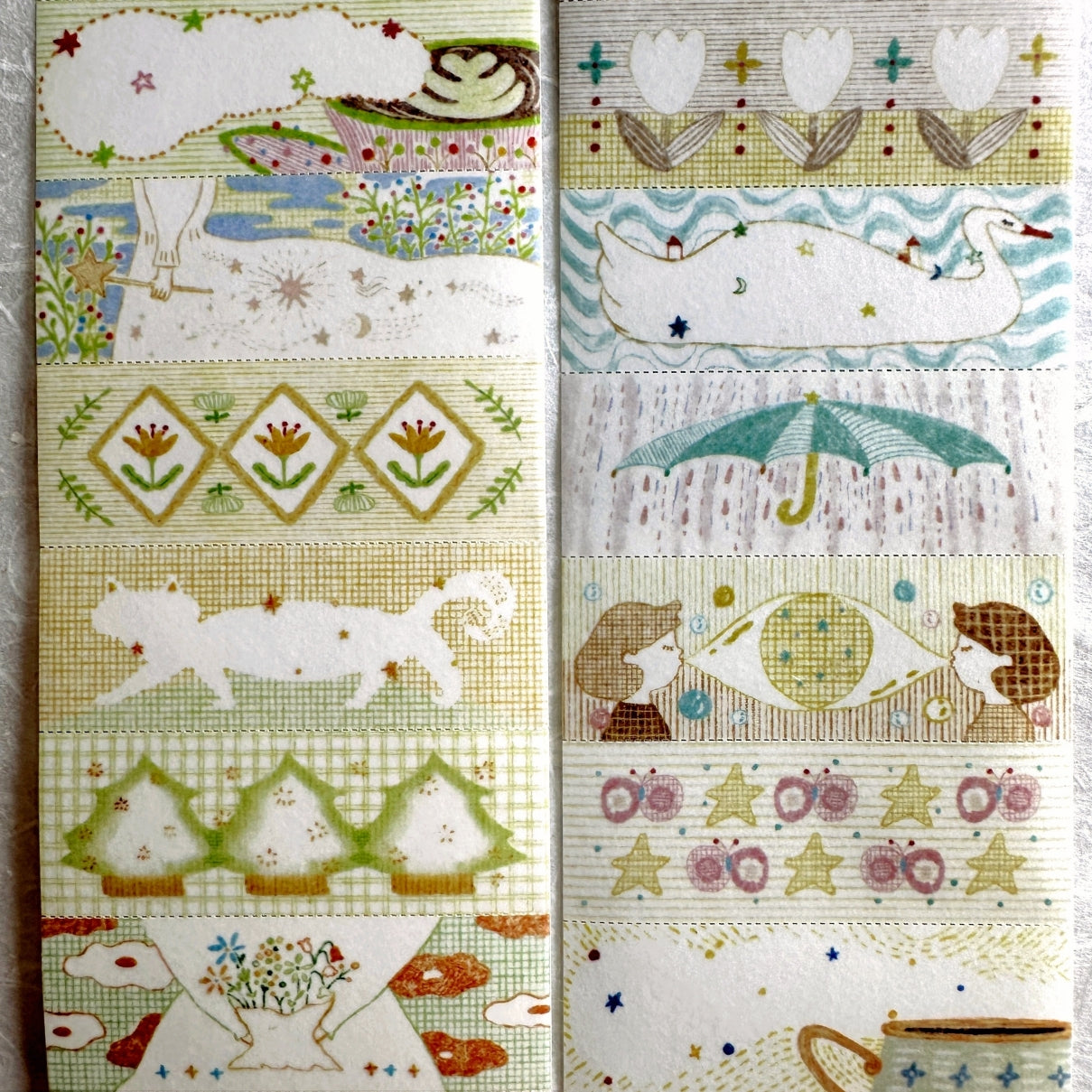 MuziShan Studio - Verdant Whimsy perforated washi & writable paper tape SAMPLES