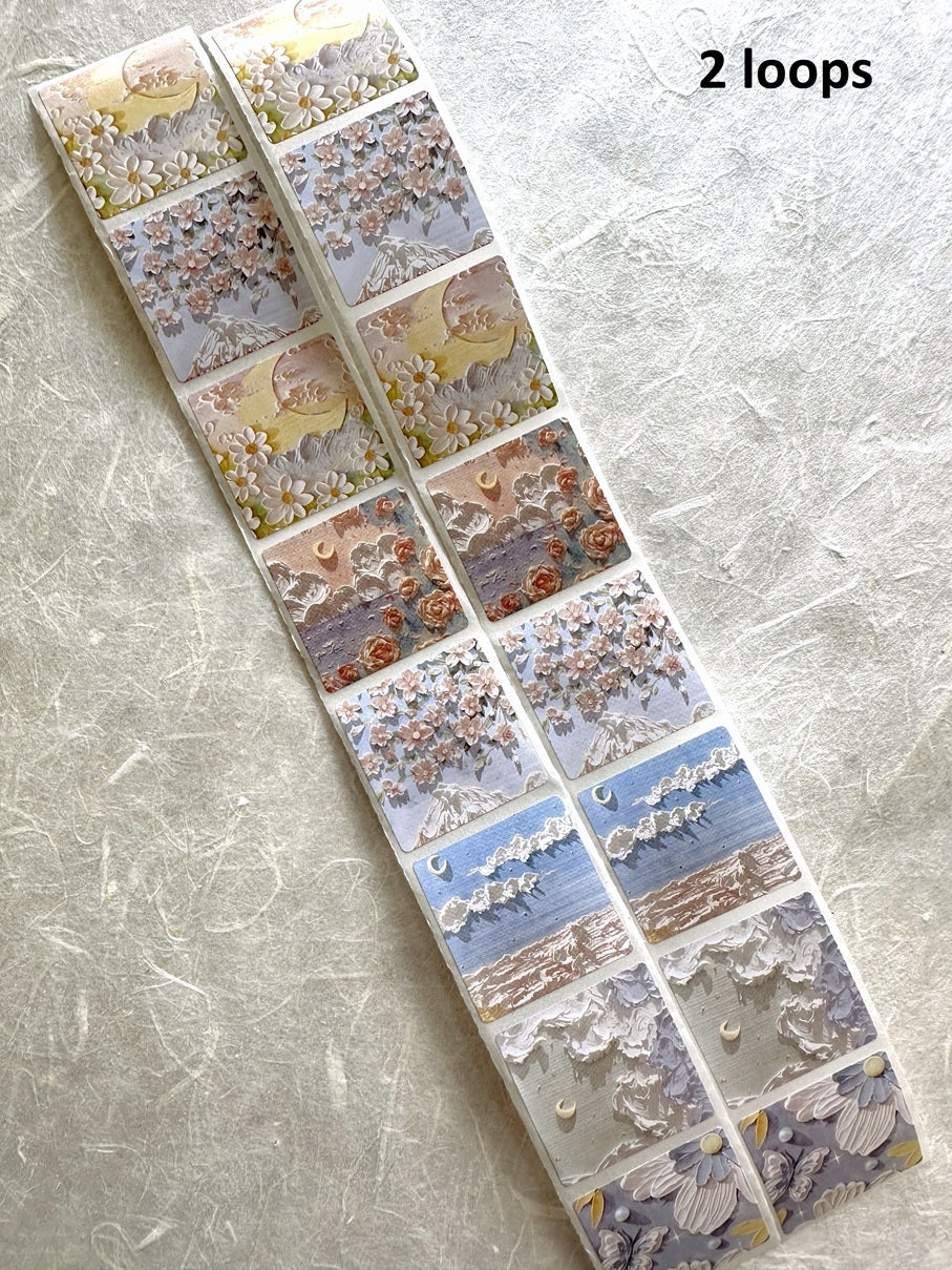 Oil painting cute landscape kawaii sticker roll SAMPLES
