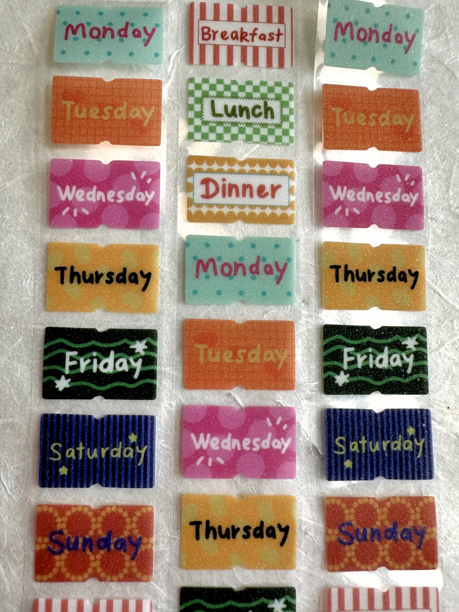 Days and Meals glitter label sticker roll SAMPLES