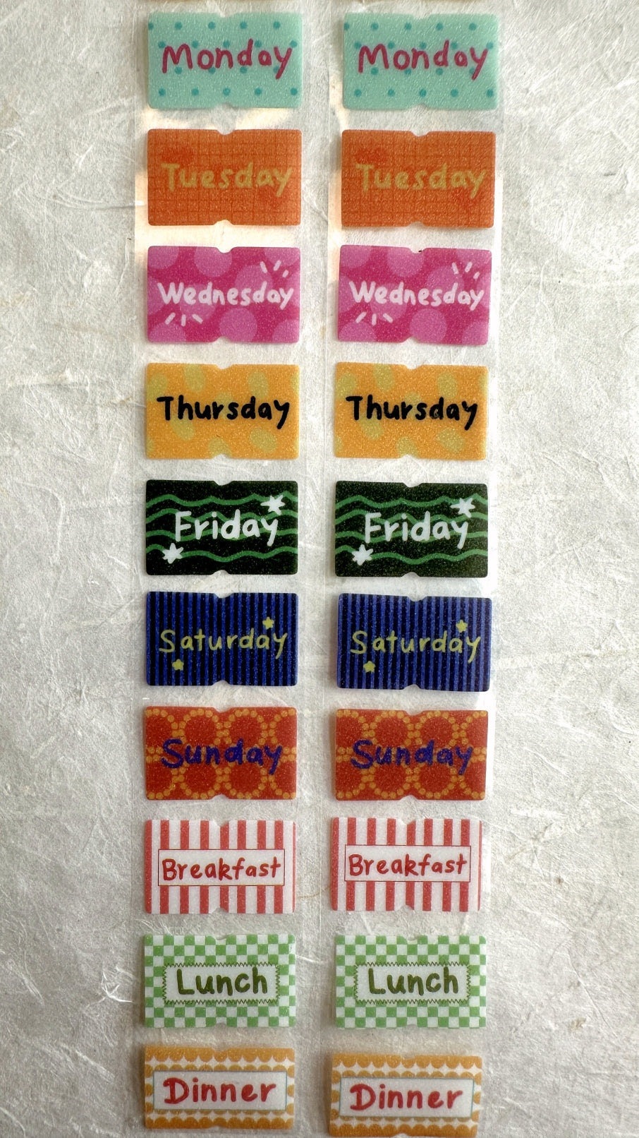 Days and Meals glitter label sticker roll SAMPLES