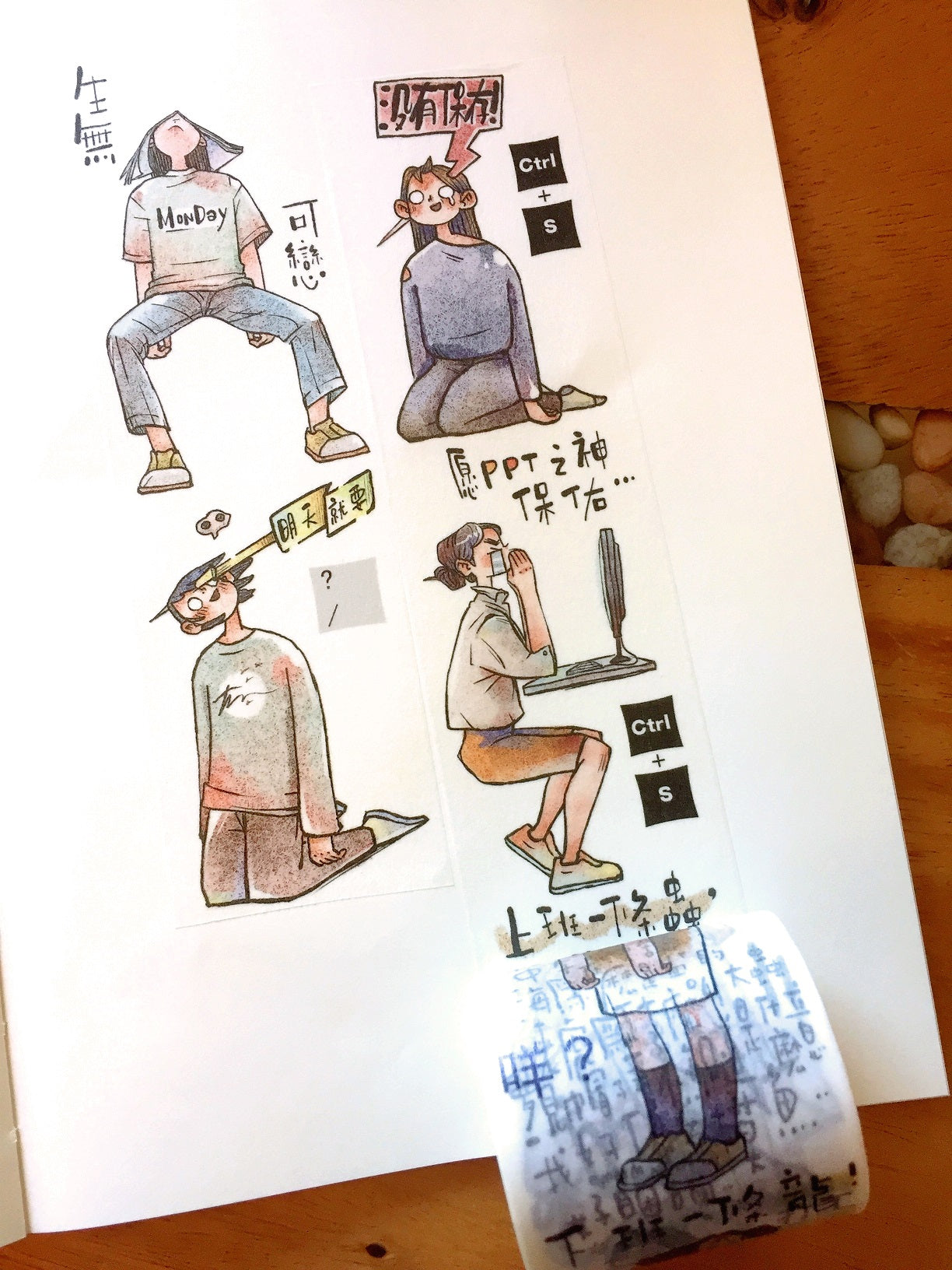 Idako - Daily Work Life washi tape (4.5 cm x 317 cm) SAMPLES
