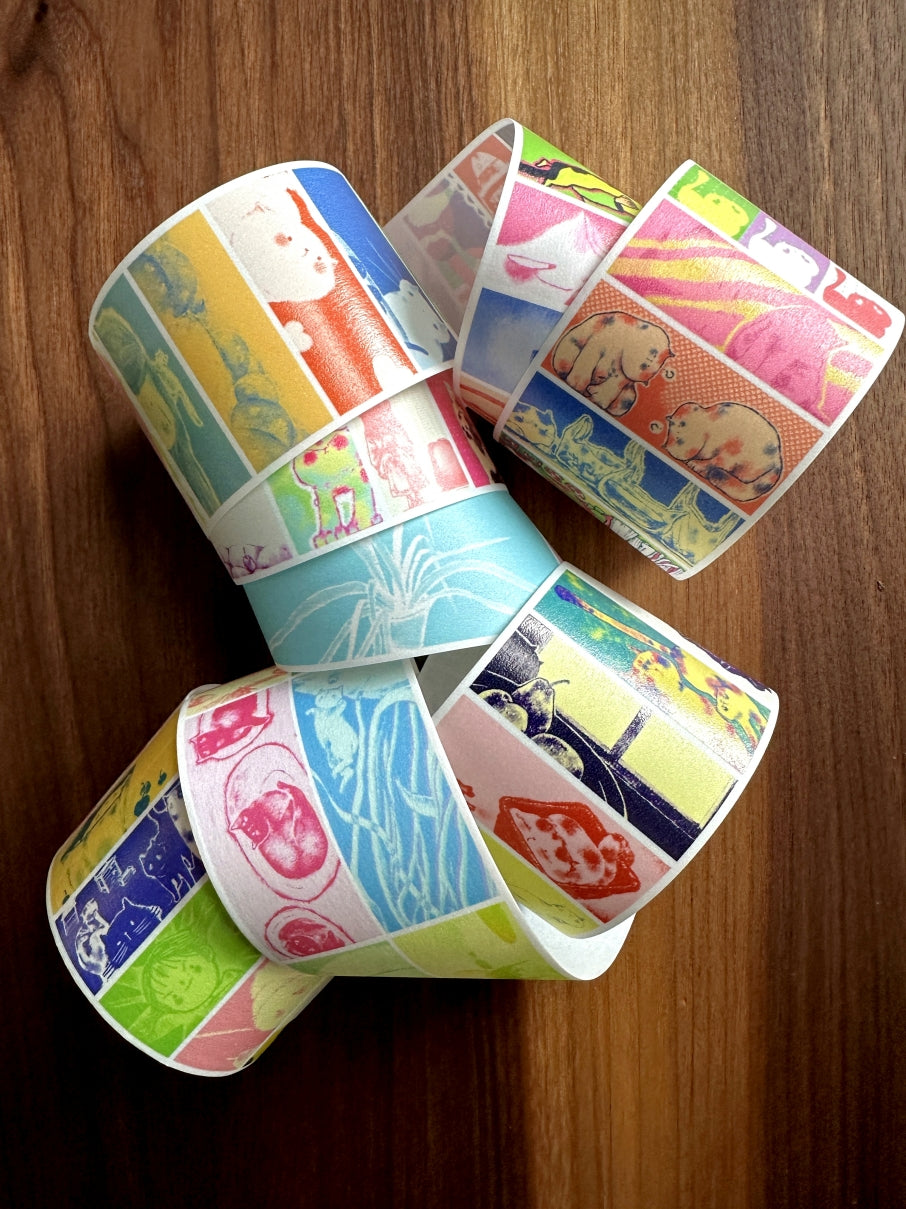 Idako - Fruity Medley Cat washi tape (173 cm loop) SAMPLES