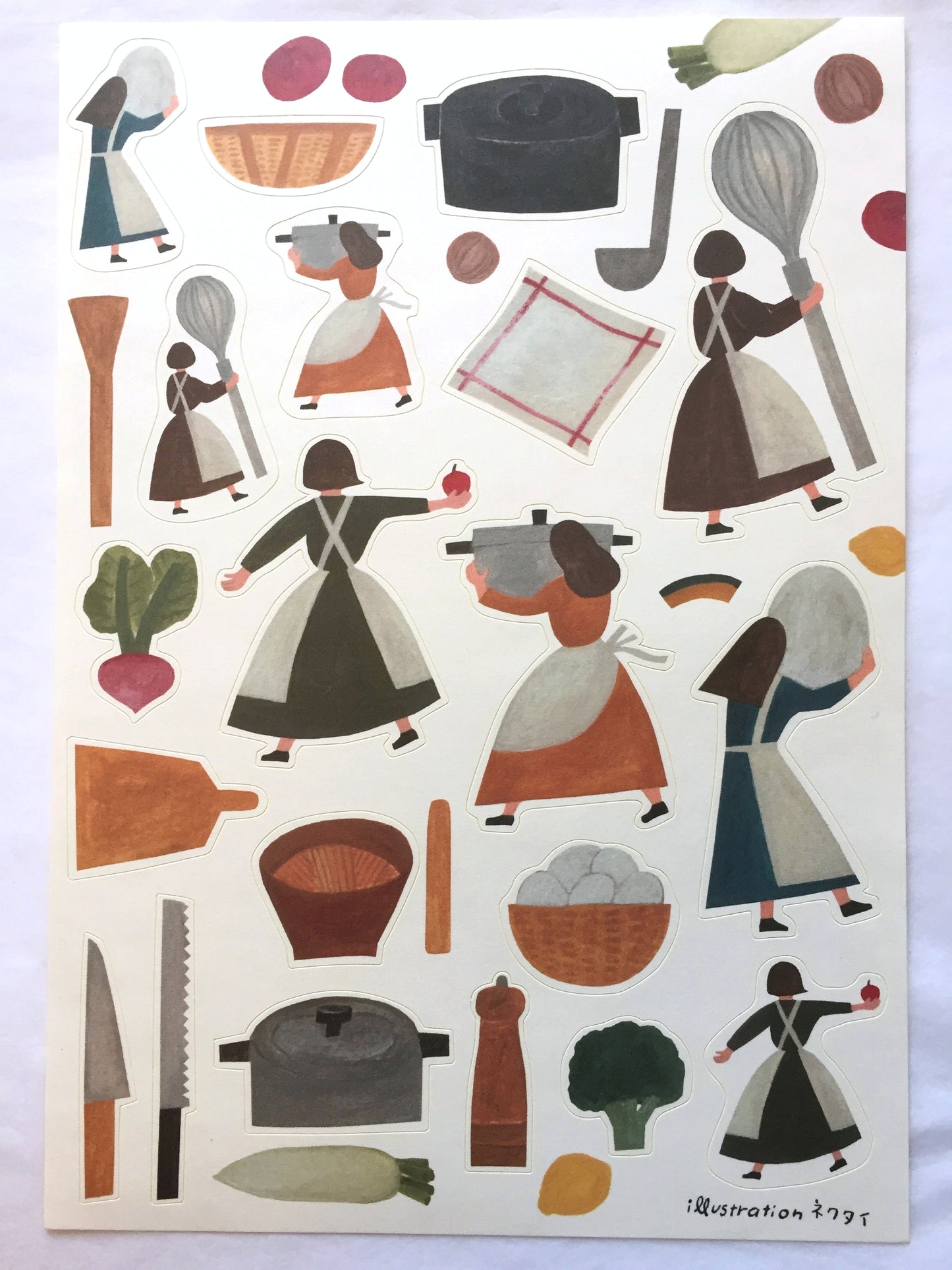 Necktie Illustration - A5 sticker sheets Bread, Cooking, Forest [Like New]
