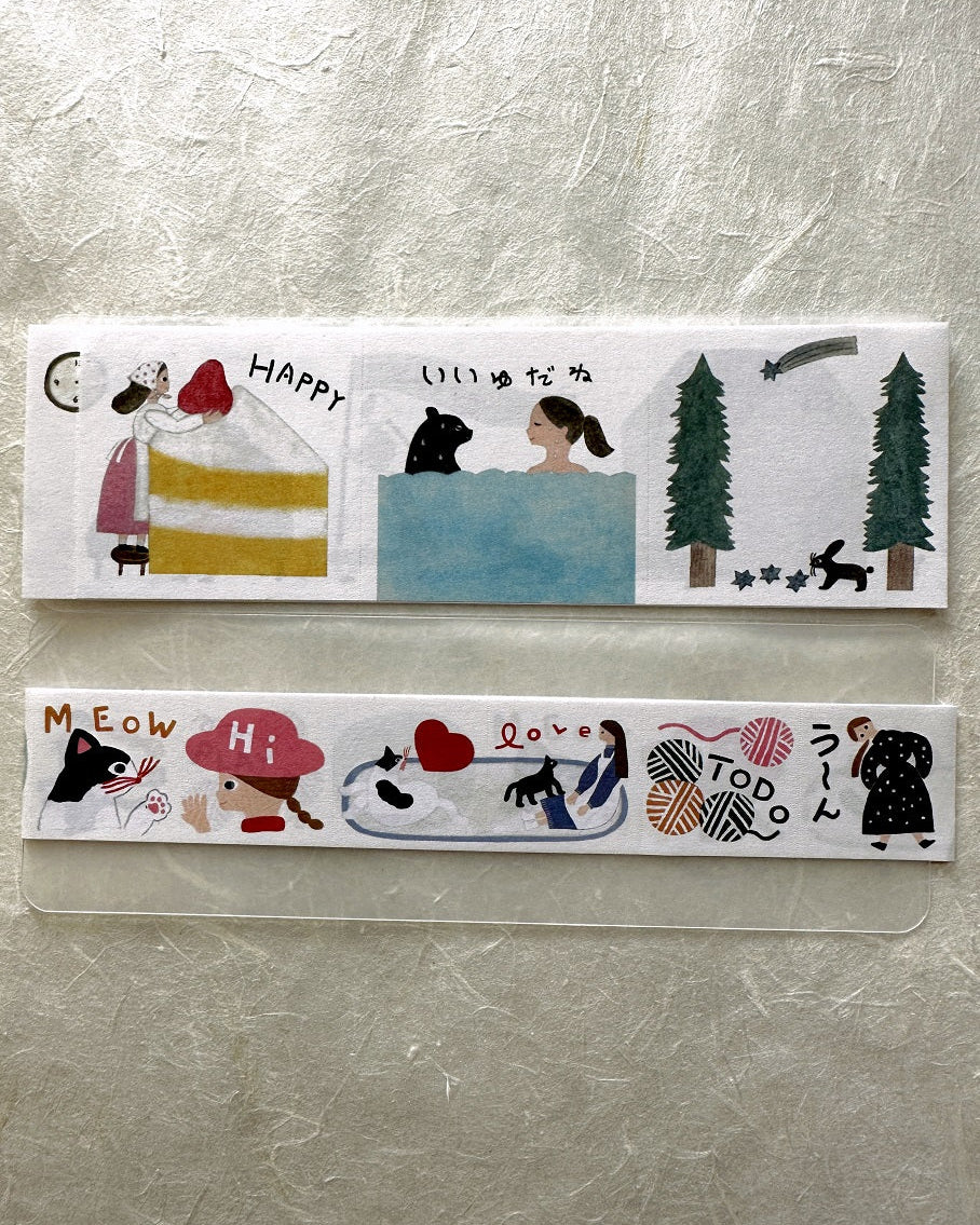 Tegamisha x Necktie - Playing with Cats mini square memo sticky roll SAMPLES