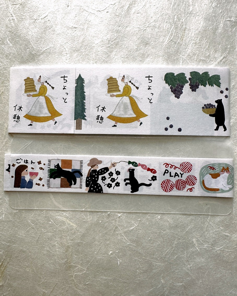 Tegamisha x Necktie - Playing with Cats mini square memo sticky roll SAMPLES