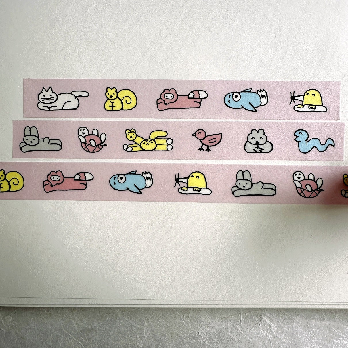 Tadashi Nishiwaki - Animals, Lazy, & Unnatural Pose washi tape SAMPLES