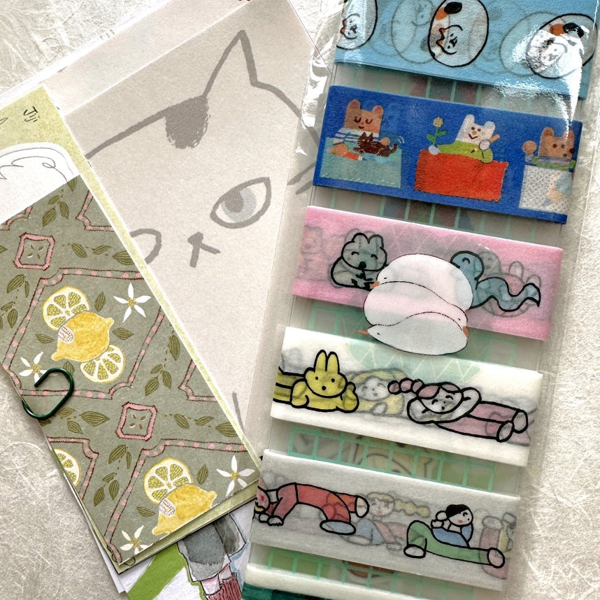 Tadashi Nishiwaki - Animals, Lazy, & Unnatural Pose washi tape SAMPLES
