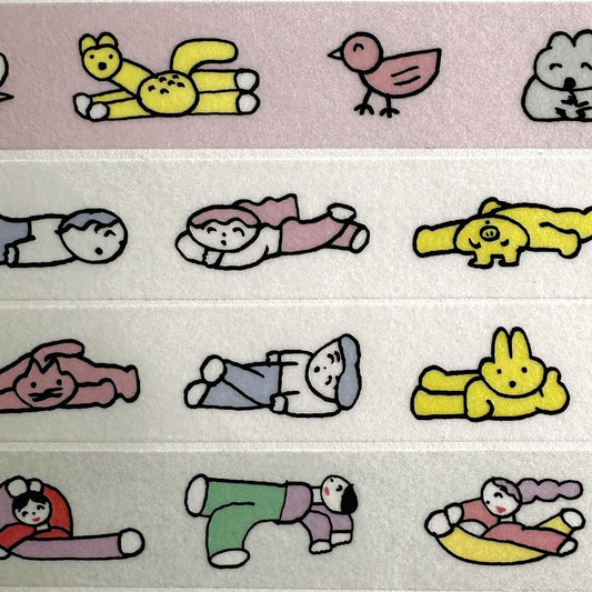 Tadashi Nishiwaki - Animals, Lazy, & Unnatural Pose washi tape SAMPLES