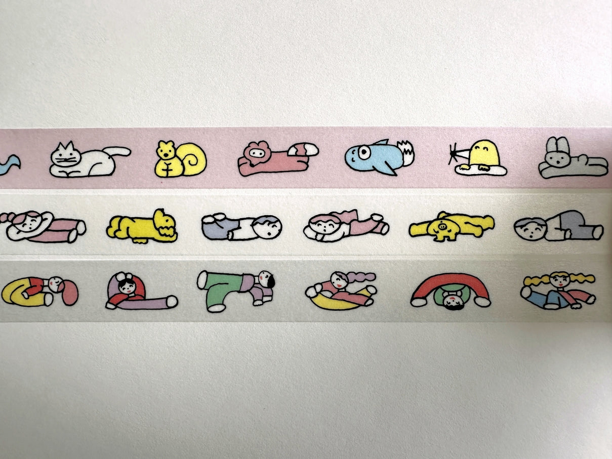 Tadashi Nishiwaki - Animals, Lazy, & Unnatural Pose washi tape SAMPLES