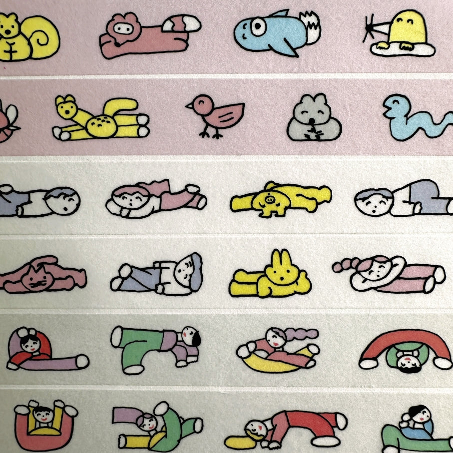 Tadashi Nishiwaki - Animals, Lazy, & Unnatural Pose washi tape SAMPLES
