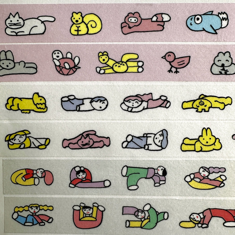 Tadashi Nishiwaki - Animals, Lazy, & Unnatural Pose washi tape SAMPLES