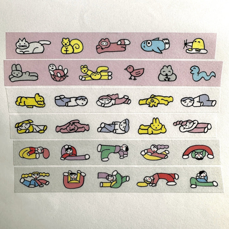 Tadashi Nishiwaki - Animals, Lazy, & Unnatural Pose washi tape SAMPLES