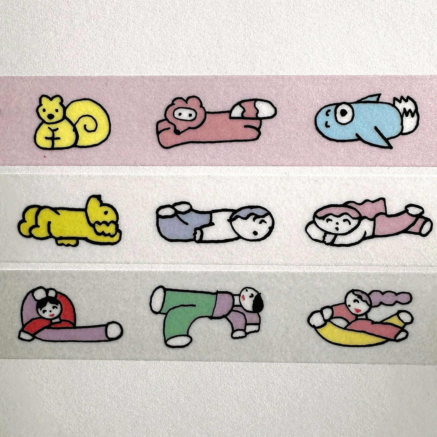 Tadashi Nishiwaki - Animals, Lazy, & Unnatural Pose washi tape SAMPLES