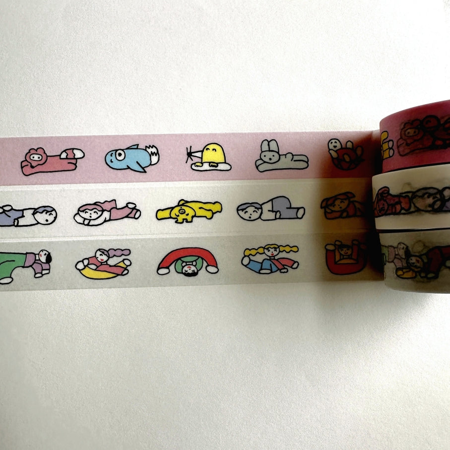 Tadashi Nishiwaki - Animals, Lazy, & Unnatural Pose washi tape SAMPLES
