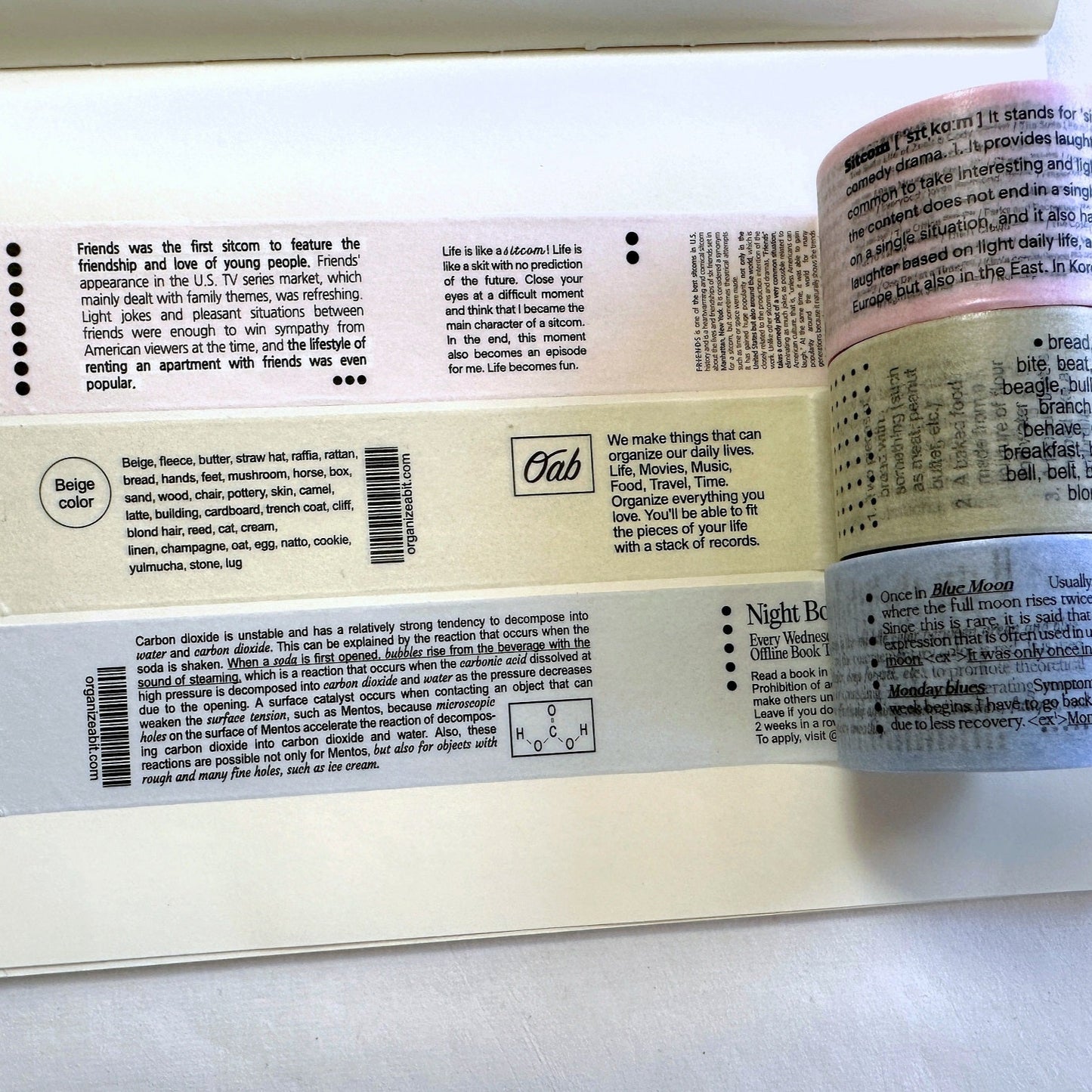 Organize a Bit - Pink, Beige, & Blue Korean masking tape SAMPLES