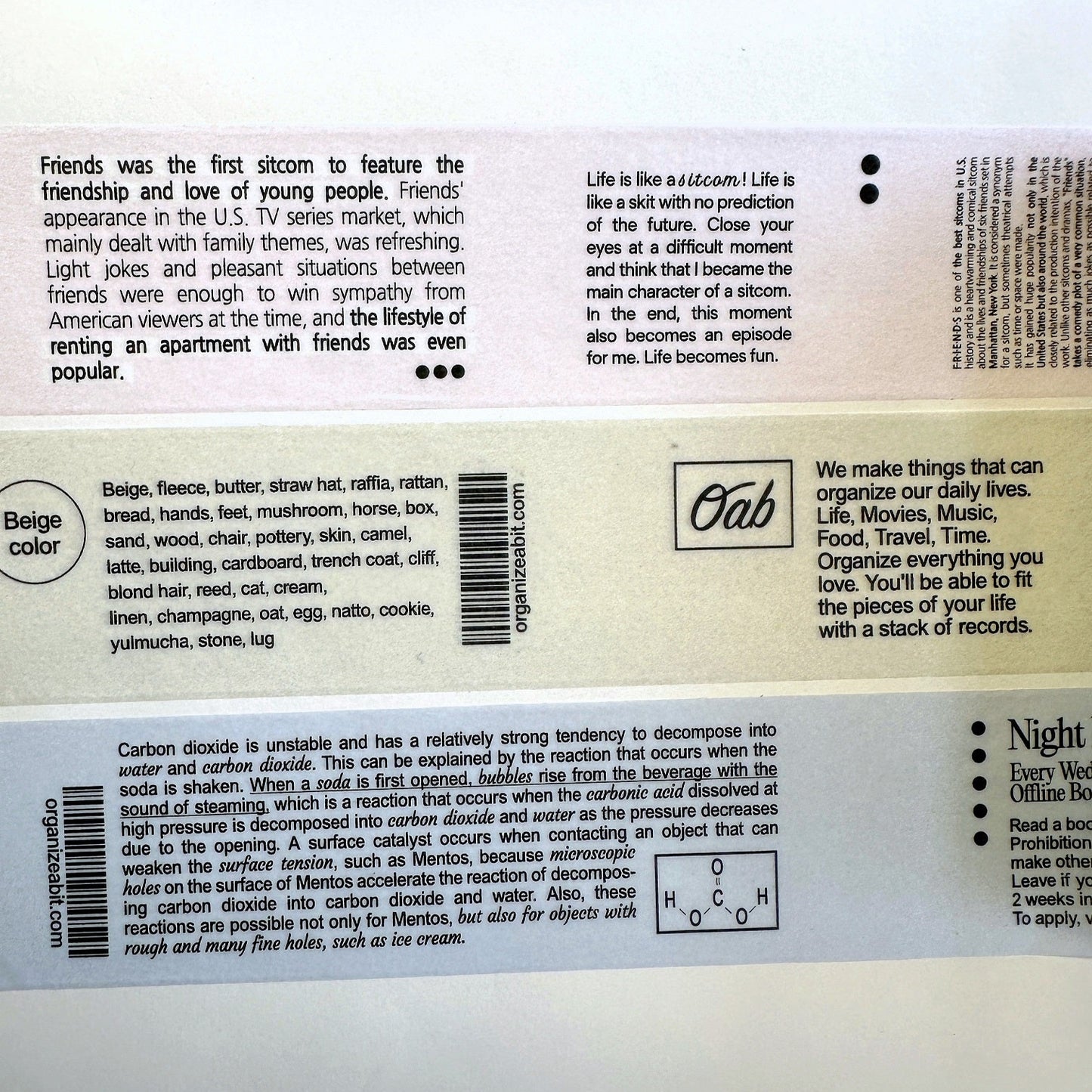 Organize a Bit - Pink, Beige, & Blue Korean masking tape SAMPLES