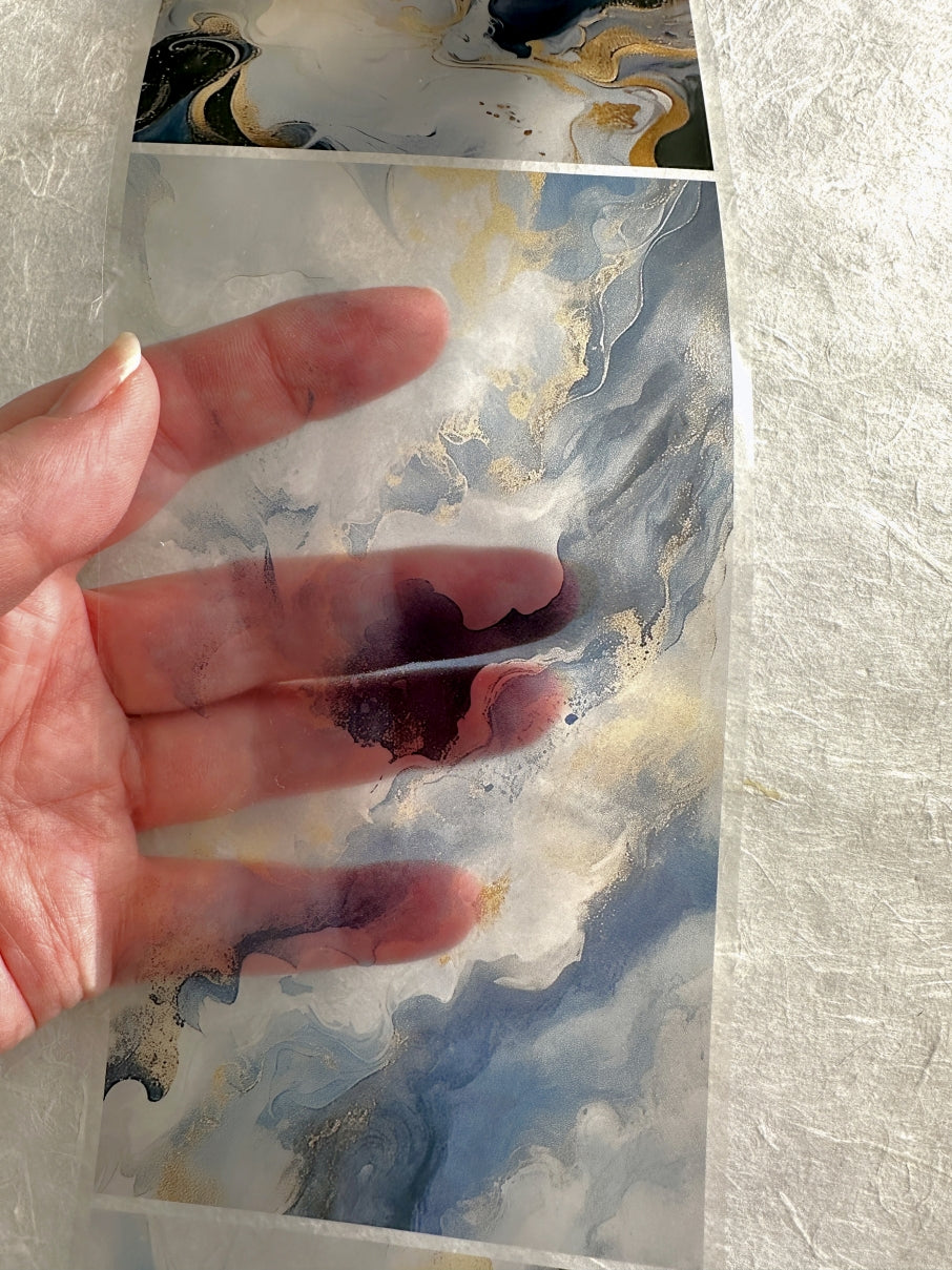Orange Too X Studio - Blue Like Quicksand PET tape without white ink (9 cm x 200 cm) SAMPLES