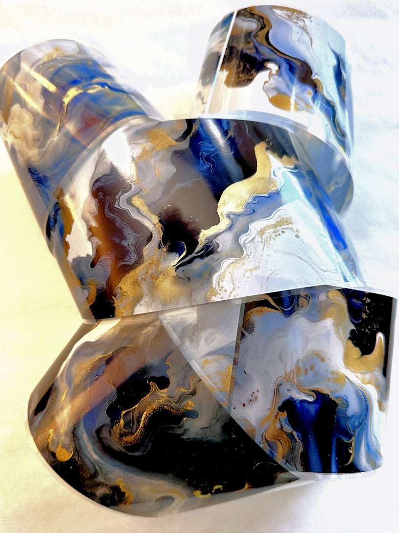 Orange Too X Studio - Blue Like Quicksand PET tape with white ink (9 cm x 200 cm) SAMPLES