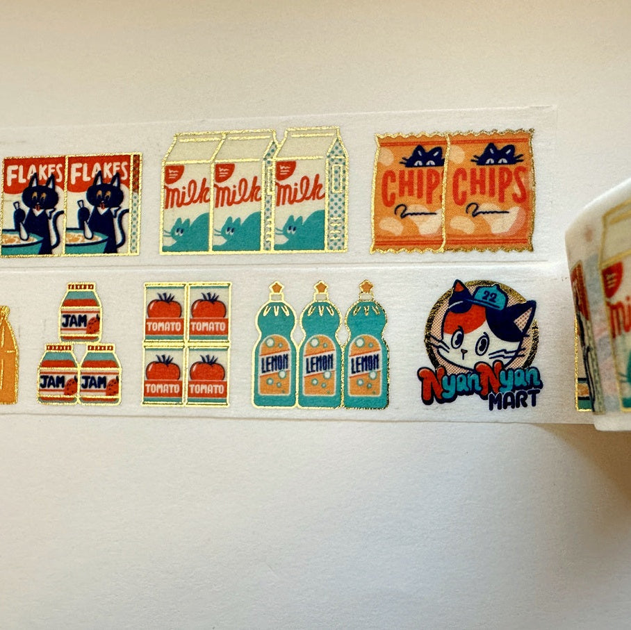Ob1toy - NyanNyan Mart: Staff & Customer gold-foil washi tape SAMPLES