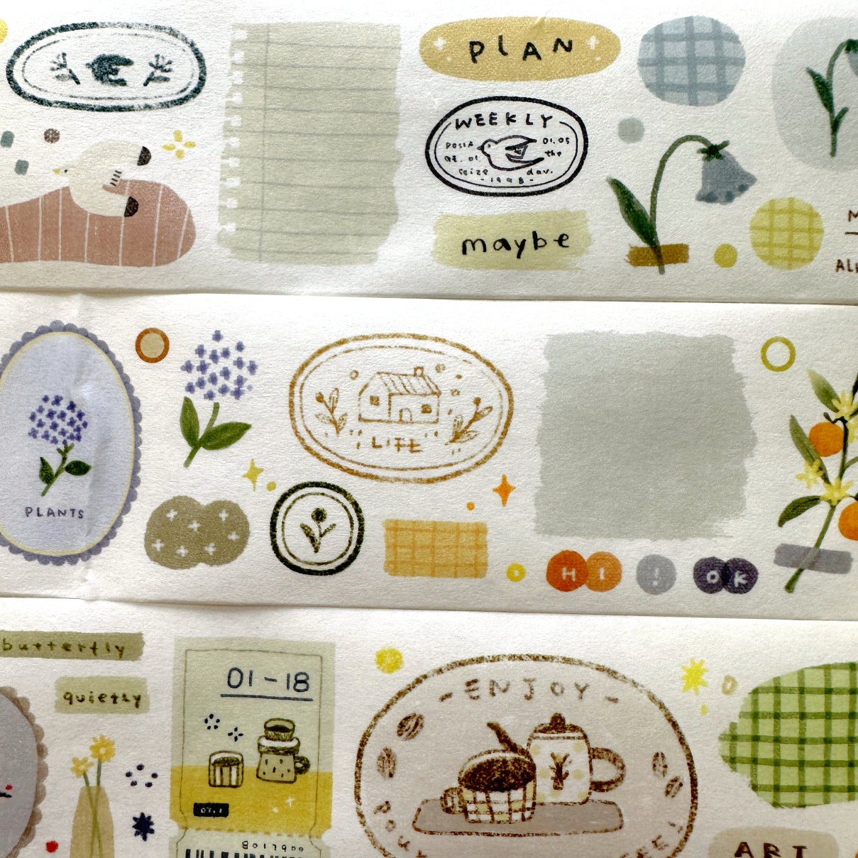 Orange Studio - Quietly Dill washi tape SAMPLES