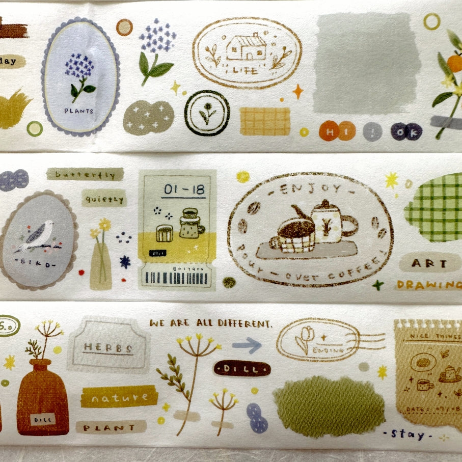 Orange Studio - Quietly Dill washi tape SAMPLES