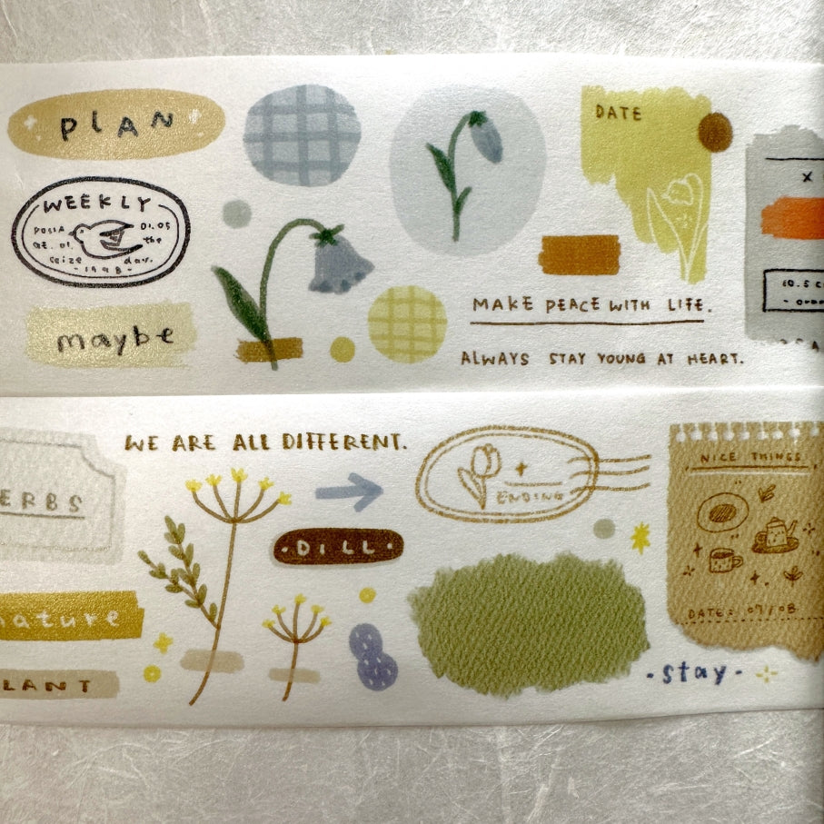 Orange Studio - Quietly Dill washi tape SAMPLES