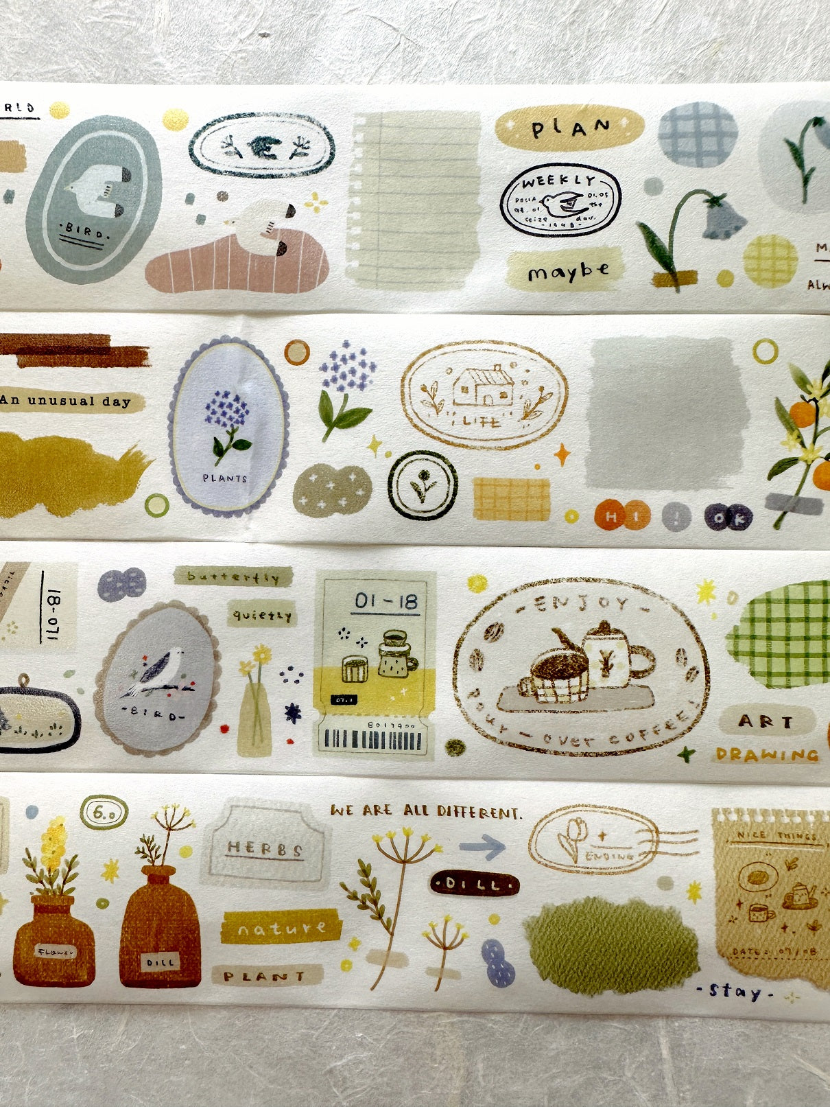 Orange Studio - Quietly Dill washi tape SAMPLES