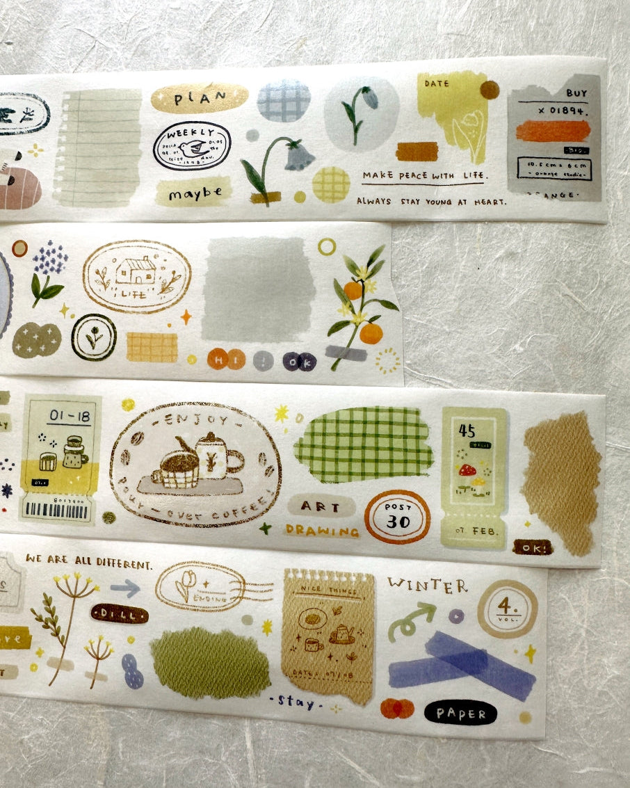 Orange Studio - Quietly Dill washi tape SAMPLES