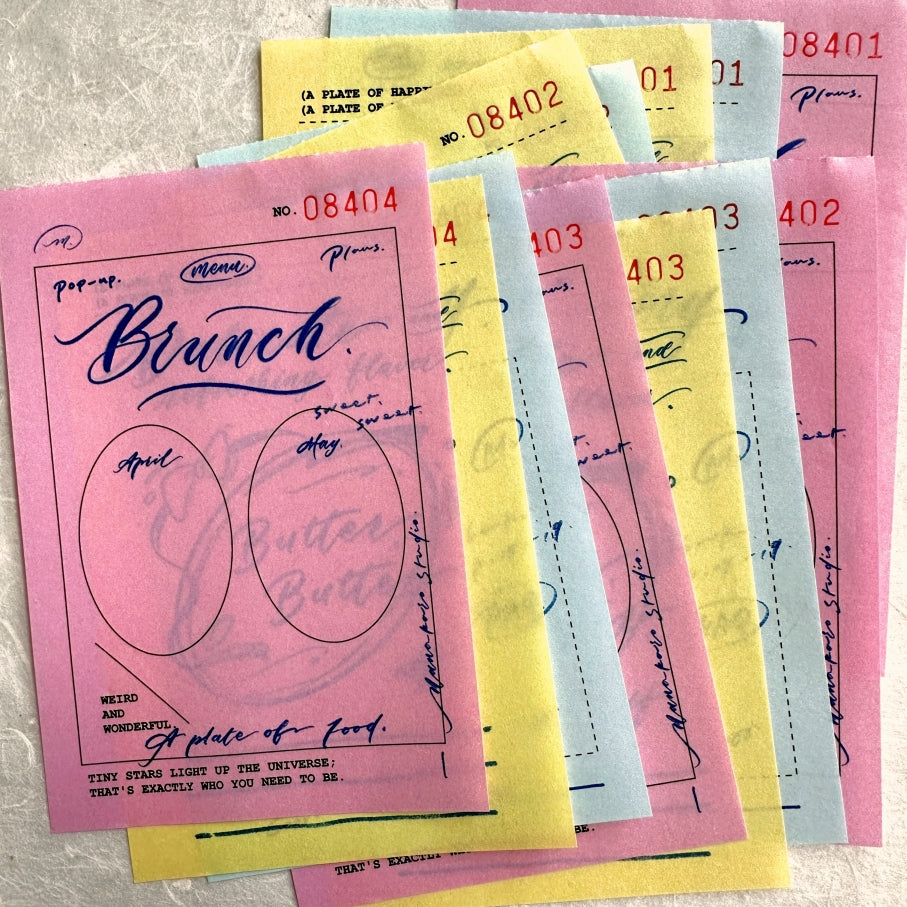 Mr. Eggplants - Butter Butter tricolor memo ephemera paper SAMPLES