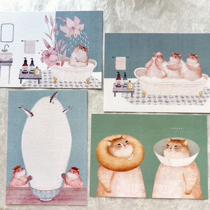 Amily Shen - cat illustration postcards
